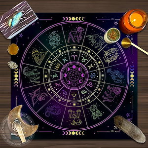 タロットテーブルクロス,12星座,祭壇,占星術の星座,占星術の装飾,ドロップゲーム