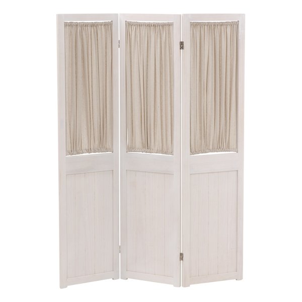 パーテーション アンティークホワイト・幅40×高さ148cm×3連 カーテン MS-5413AW