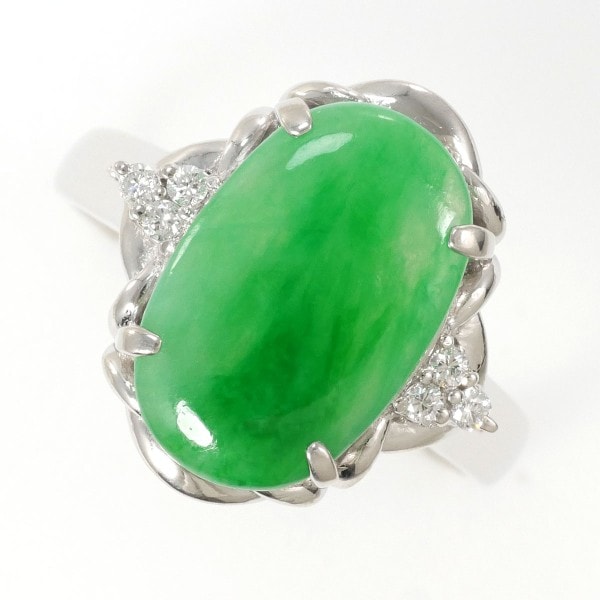 PT900 プラチナ リング 14.5号 ヒスイ 3.77 ダイヤ 0.080 ジュエリー 中古 44,910円