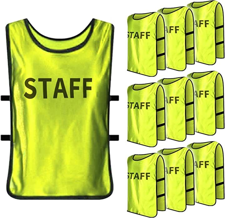 ビブス スタッフ ユニホーム 男女兼用 イベント スポーツ 大会運営 10枚セット( イエロー, Free Size)