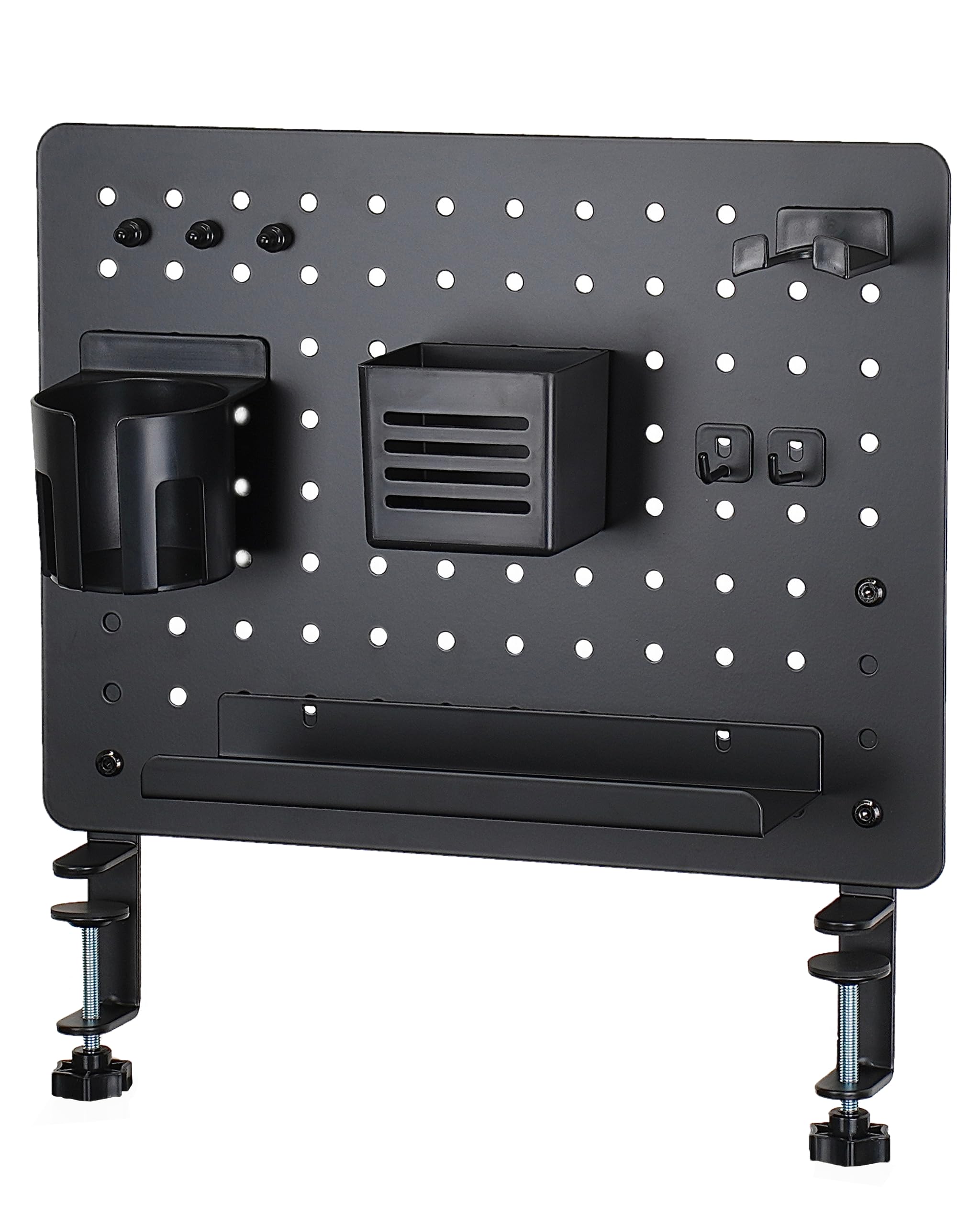 EastForce ペグボード デスクパネル (ブラック, 中) マグネット対応 ゲーミング パネル 卓上収納 フック トレー付き クランプ式 有孔ボード 4,919円