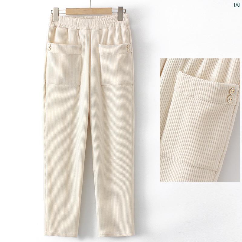 レディース ファッション おしゃれ 春夏 秋　冬 大人 上品 高級 マダム プレゼント 敬老日　おばあちゃん パンツ 春秋 コーデュロイパンツ ハイウエスト ストレート カジュアル パンツ ウエスト 4,981円