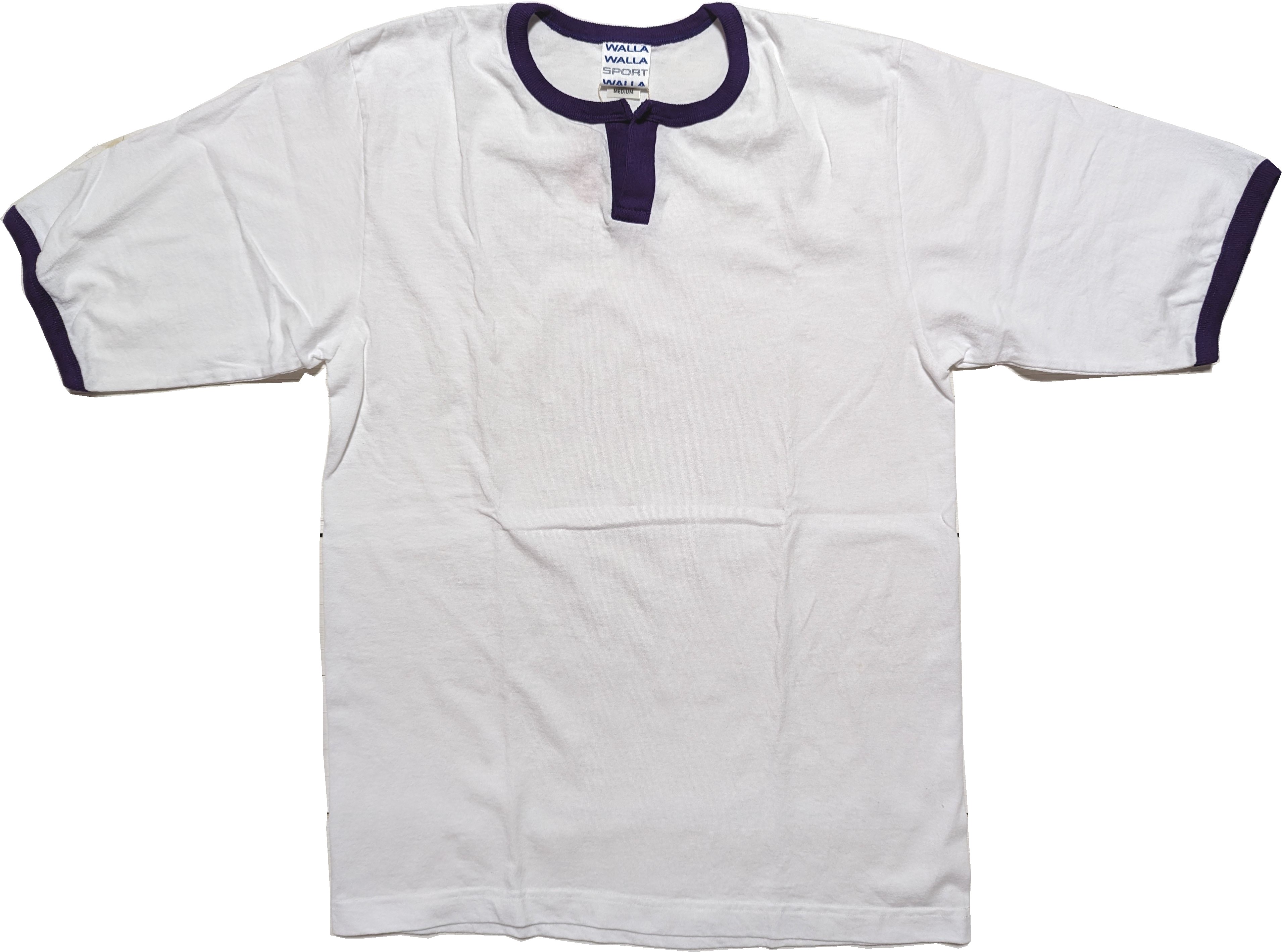 ハーフスリーブ スプリットネック リンガーティー パープル メンズ Tシャツ 日本製 023