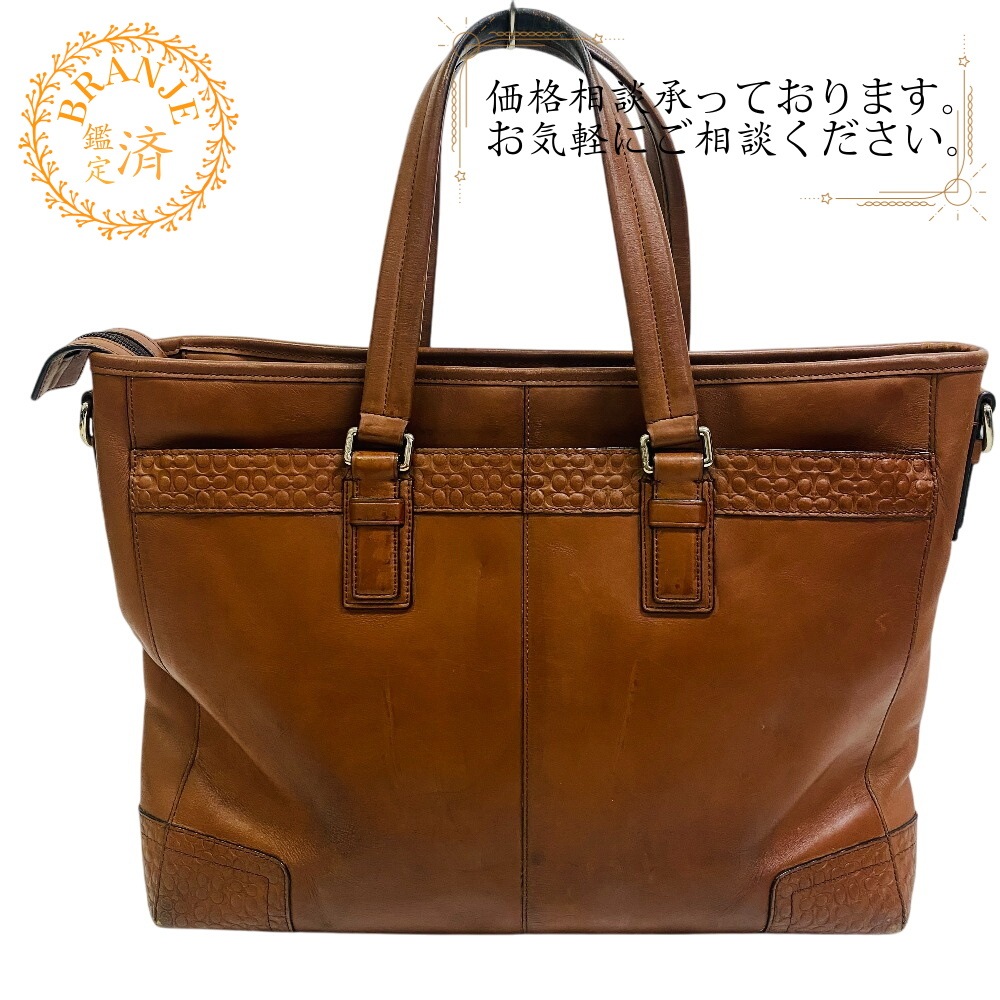 70455 ショルダーバッグ ブリーフケース ハンドバッグ ビジネスネスバッグ ミニシグネチャー レザー トートバッグ ブラウン ブランド