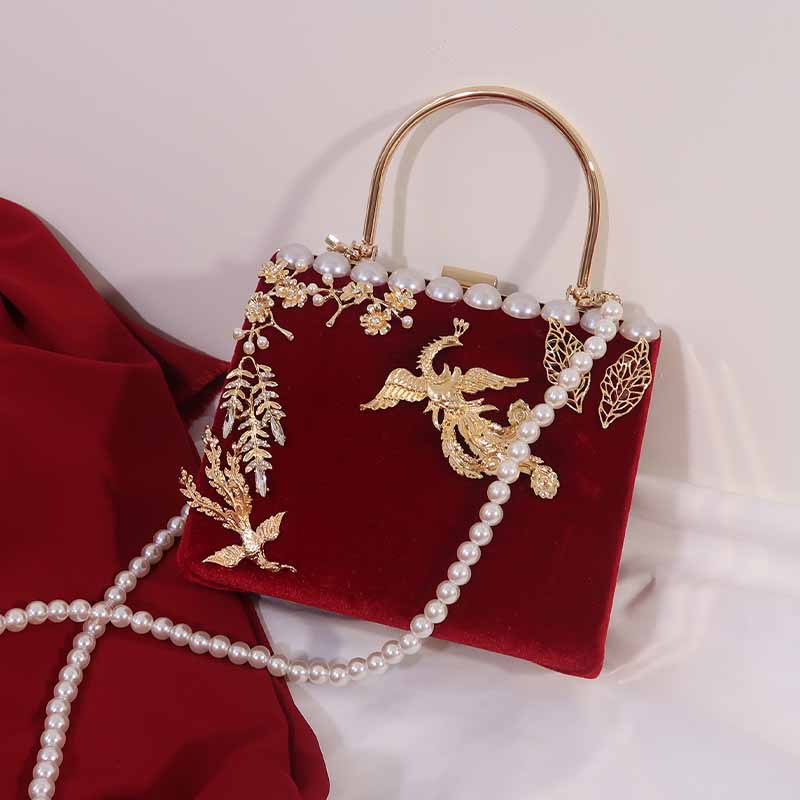 結婚式の女性のための純粋なりの金のバッグのレトロな花嫁の手持ちショルダーバッグの結婚式のバッグ 母の日