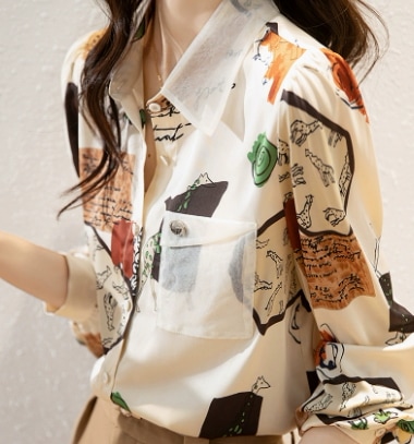 トップス シャツ ブラウス 袖あり 幾何学柄 前開き 大人可愛い きれいめ カジュアル 上品 おしゃれ エレガント 主役級 春 夏 10代 20代 30代 レディース ママ 学生 通学 デート