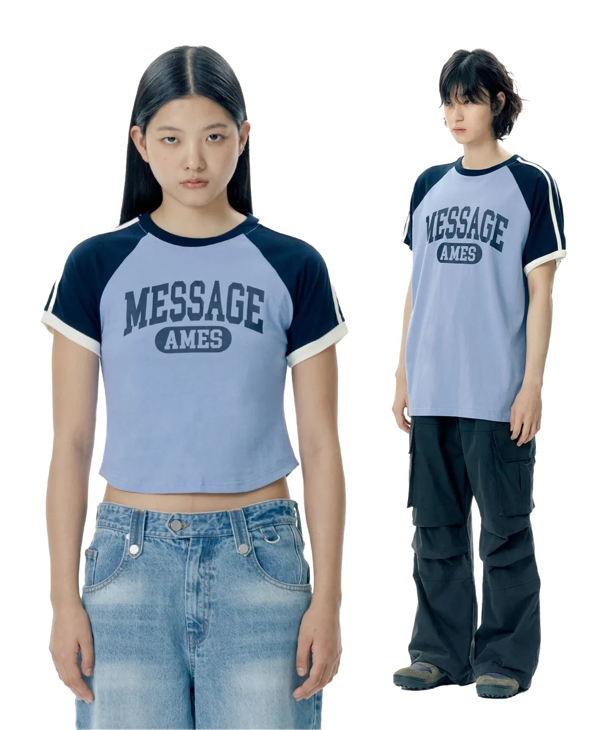 ★AMES-WORLDWIDE★LINETAPE RAGLAN LONGSLEEVE TEE BLUE★人気 Qoo10 AMES-WORLDWIDE LINE TAPE RAGLAN ロゴ