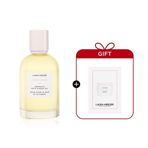 laura mercier アロマティックバスボディオイルセット+セラムボディクリーム5ml 2種(香りランダム) 【贈呈品なくなり次第贈呈終了】