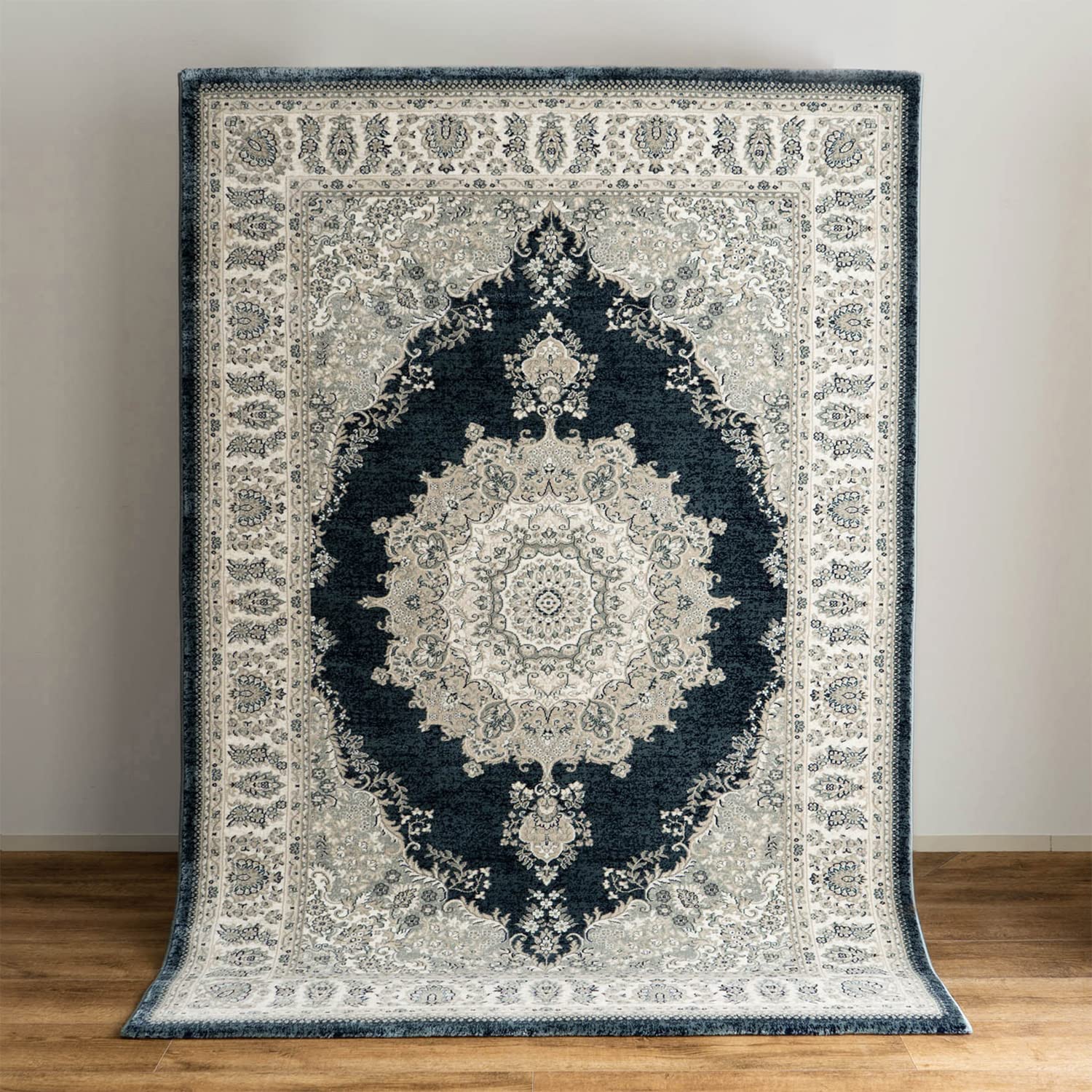 サヤンサヤン メダリオン ラグマット 絨毯 リープ 140×200 1.5畳 ブルー 75万ノット