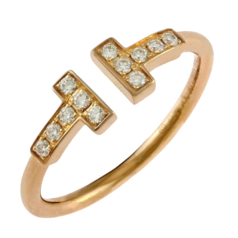 ティファニー Tワイヤー リング 指輪 10号 18金 K18ピンクゴールド ダイヤモンド TIFFANY&Co. 中古 美品