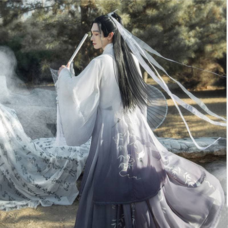漢服の男性の本物のオリジナルの中国風ジンシステム漢服の騎士道の古代の衣装の襟の腰魏ジンスタイルの男性の夏服