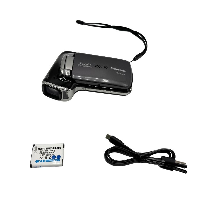 【中古 動作確認済】 パナソニック 防水デジタルムービーカメラ HX-WA10 サンターンブラック HX-WA10-K