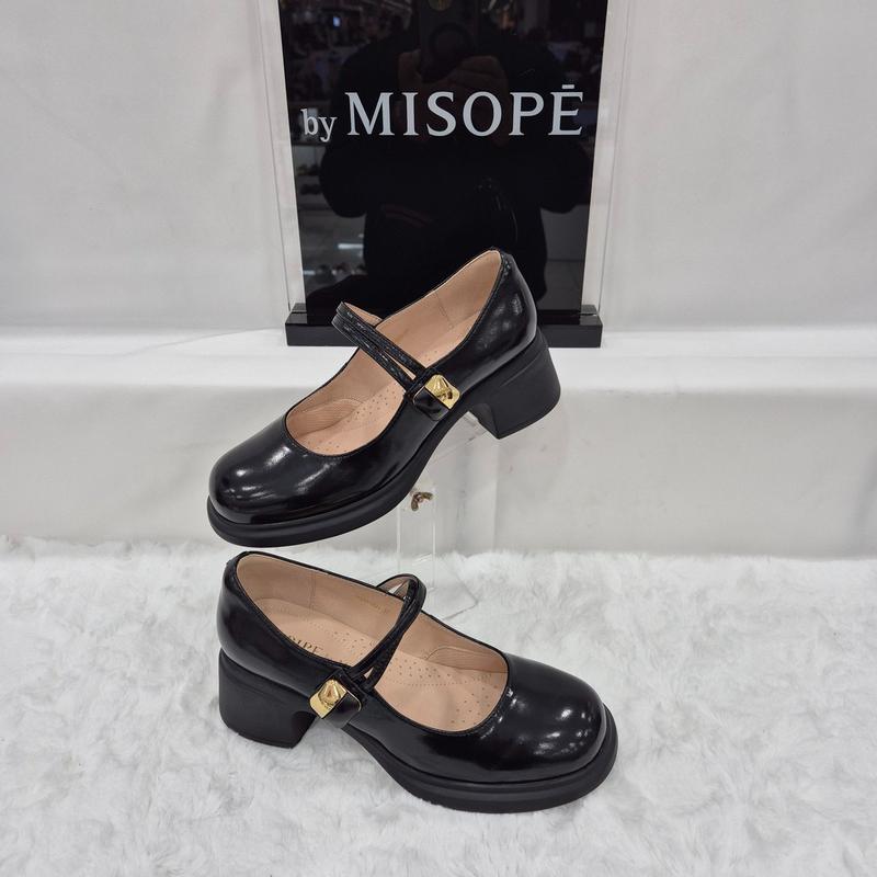By 女性 ゴールド バックル メリージェーン シューズ 112HT431FS021 BLACK 1 JJ