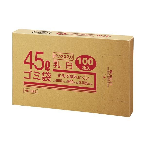 （まとめ） クラフトマン 業務用乳白半透明 メタロセン配合厚手ゴミ袋 45L BOXタイプ HK-093 1箱（100枚） 5セット