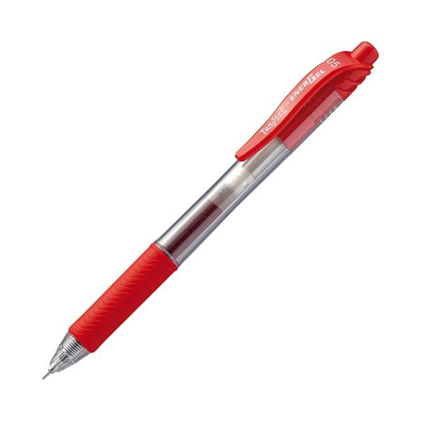 （まとめ） TANOSEE ノック式ゲルインクボールペン ニードルタイプ 0.5mm 赤 1本 100セット