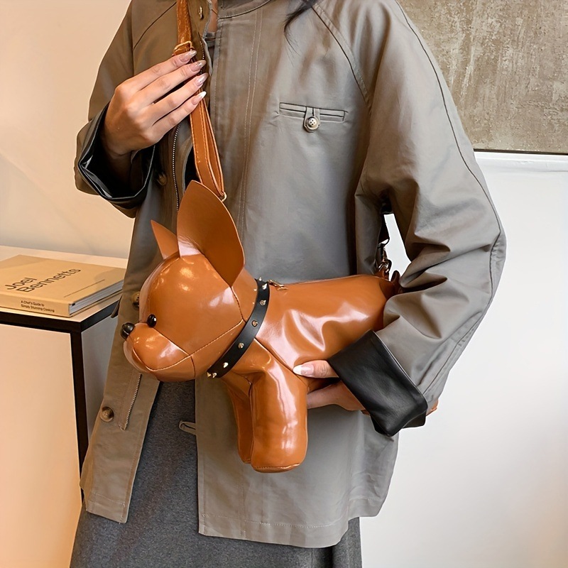 トレンド かわいいフレンチブルドッグ キャラクターバッグ 女性用 ショルダークロスボディ サティアドールドッグ, ファッションアクセサリー,カジュアルバッグ,風刺スタイル,遊び心のあるデザイン,軽量財