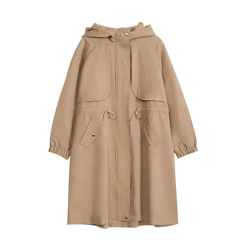 ノーカラーコート 韓国ニューファッションルースコートファットMMミドル丈ウインドブレーカーは薄手