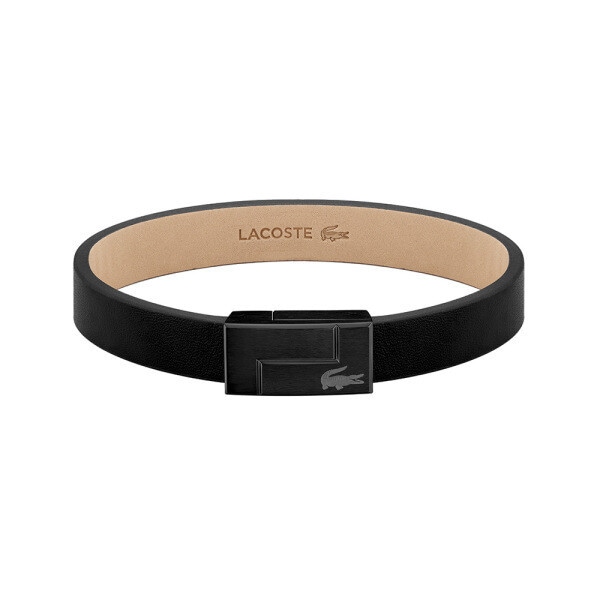 LACOSTE メンズレザー ブレスレット スチール装飾 2040072/2040073