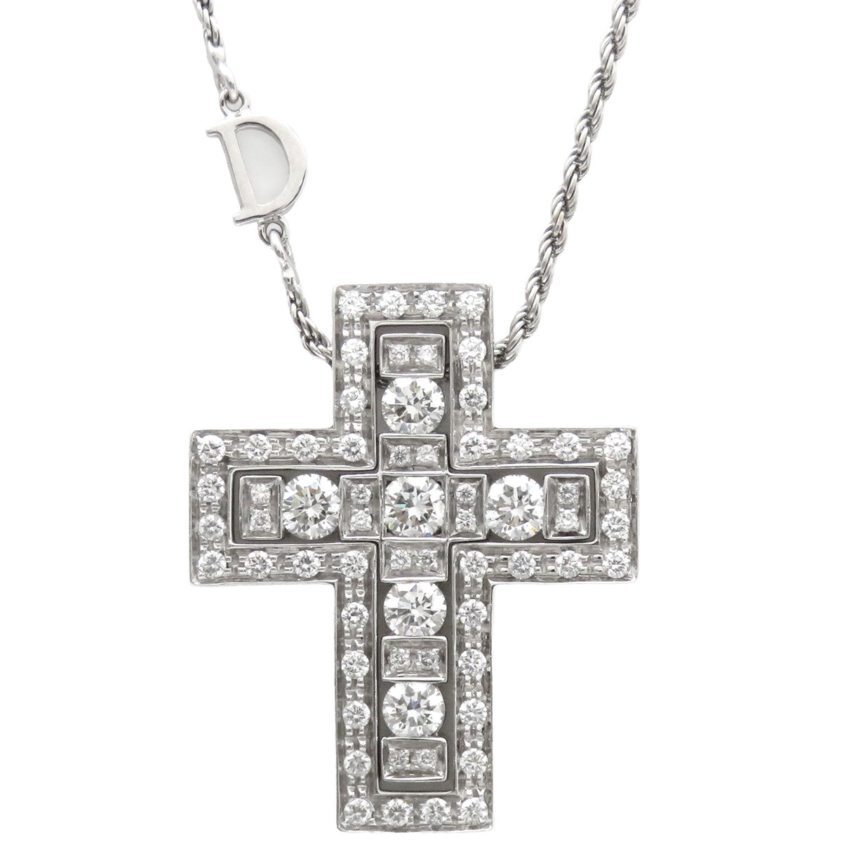 ダミアーニ DAMIANI ネックレス ベルエポック M K18WG ダイヤモンド ホワイトゴールド 750 18金 WG クロス 十字架 20073470 【箱】【中古】