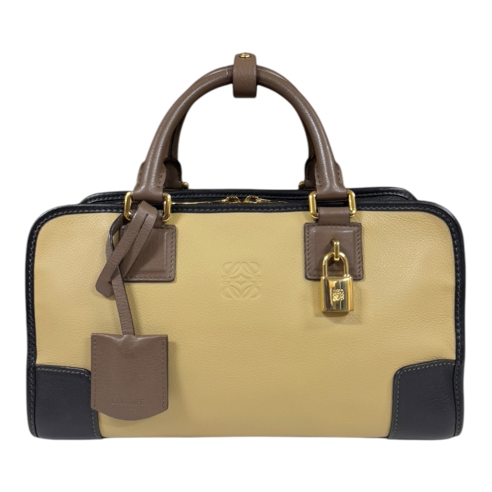 ロエベ アマソナ28 ハンドバッグ レザー 352.69LA03 ベージュ LOEWE 中古