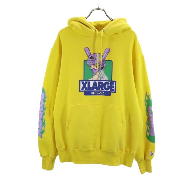 エクストララージ プリント 長袖 スウェットパーカー L イエロー系 X-LARGE 裏起毛 メンズ