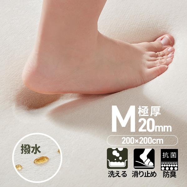 【新色再入荷】ラグ 低反発ラグ 極厚20mm 200ｘ200cm カーペット 厚手 撥水 ラグマット 防ダニ 滑り止め 洗える 防カビ 防音 角型撥水 床暖房 おしゃれ 北欧 秋 冬