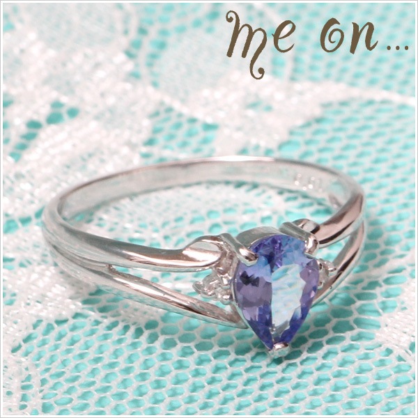 me on... K18ホワイトゴールドタンザナイト＆天然ダイヤモンドデザインリング 発送目安：２３週間