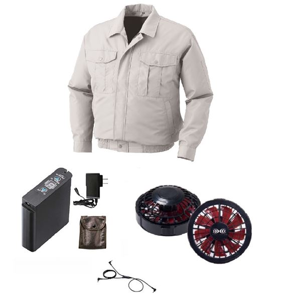 ポリエステル製長袖 空調服 [ファン色：BKRD SI 2L] 撥水