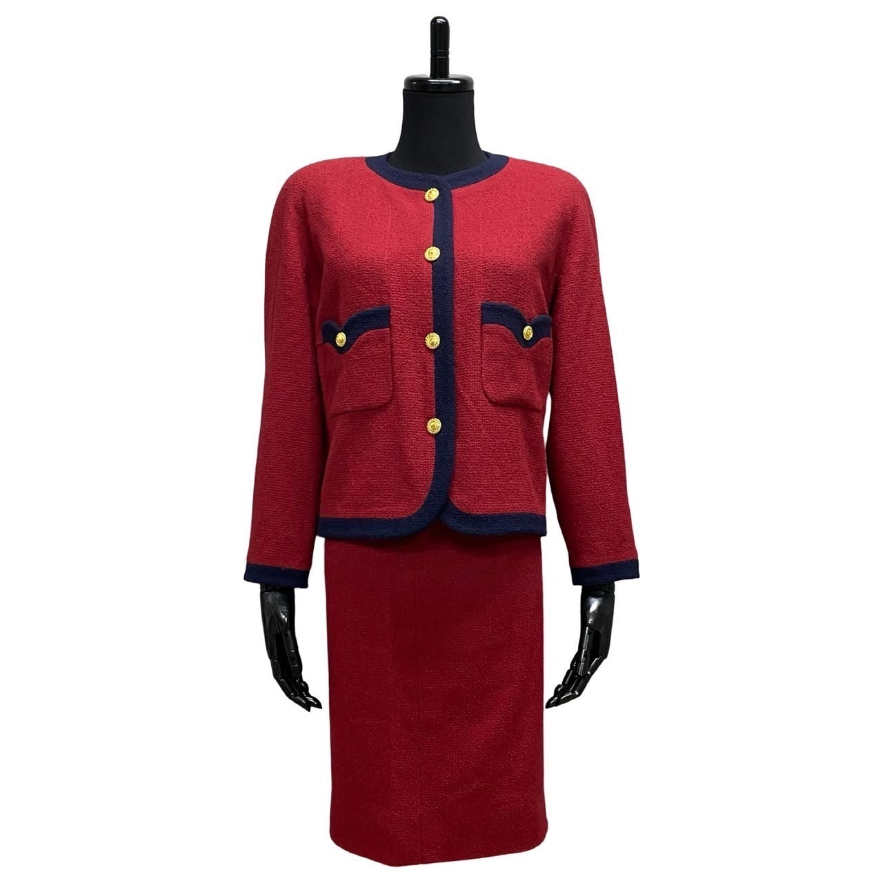 ヴィンテージ ココマーク ボタンセットアップ ウール シルク レッド 50485