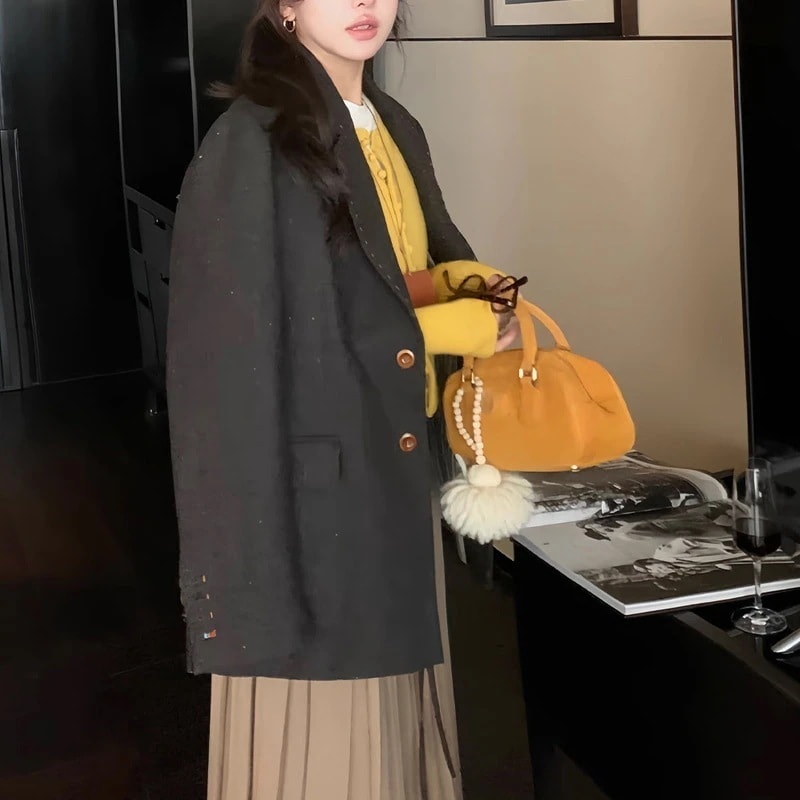 アウターファー毛皮アウター気質雑色ファーブレザー女性デザイン感小人数カジュアルゆったり高級感スーツデザイン感