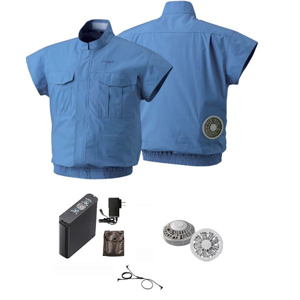 電設作業用 空調服 [ファン色：GY 色：LBL XL] リチウムバッテリーセット