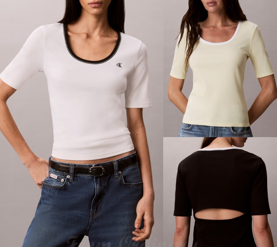 Womens Baby Rib Scoop Neck Cut-Out Top (47F247G)