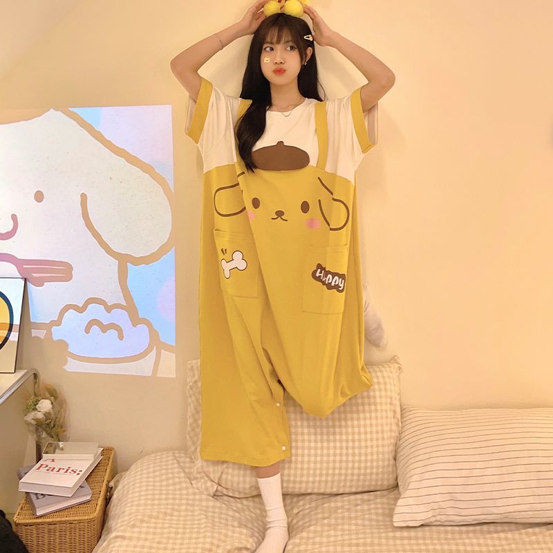 【極速出荷】かわいい連体パジャマ女子のロングサイズのバックル寝スカート家服