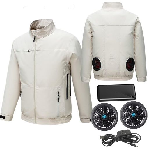 [YUCAHYPE] 5段階大風量調節 20000MAHバッテリー付きセット ファン付き作業服 長袖 夏 空調ウェア 冷却服 防撥水 UVカット 空調作業服 夏用作業着 扇風服 ワークウェア 軽量薄手