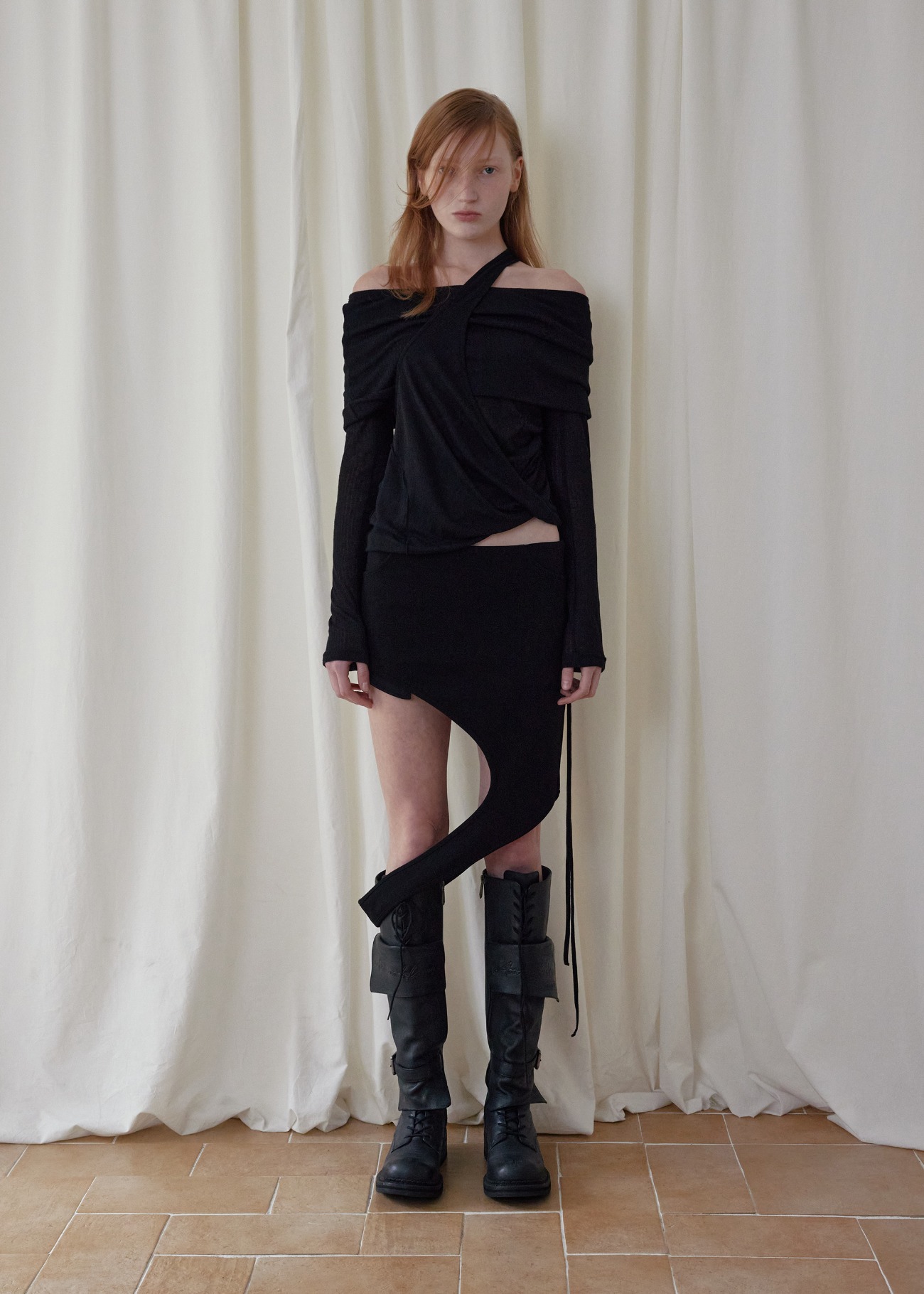 【bohemseo】 [2ND] TWO-WAY OFFSHOULDER TOP, BLACK 正規品