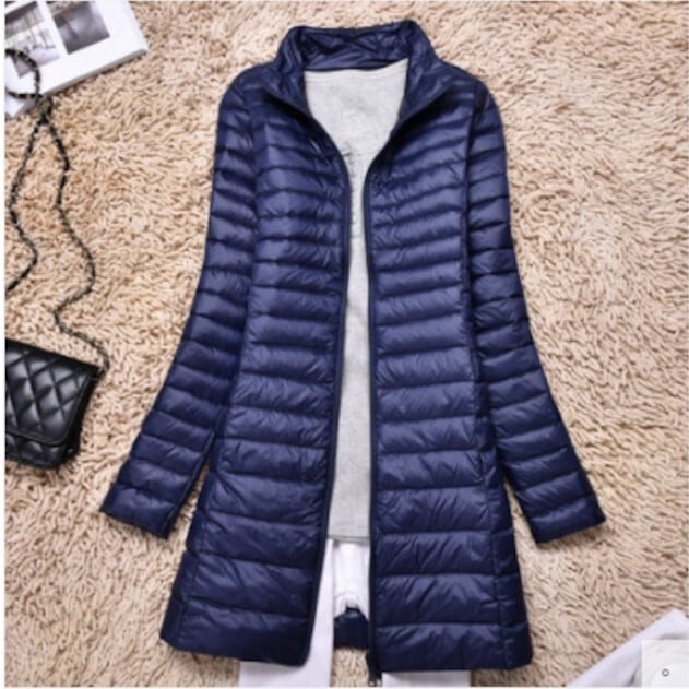 ダウンジャケット シンプル アウター コート ジャケット ミディアム丈 袖あり 長袖 スタンドカラー 6,042円