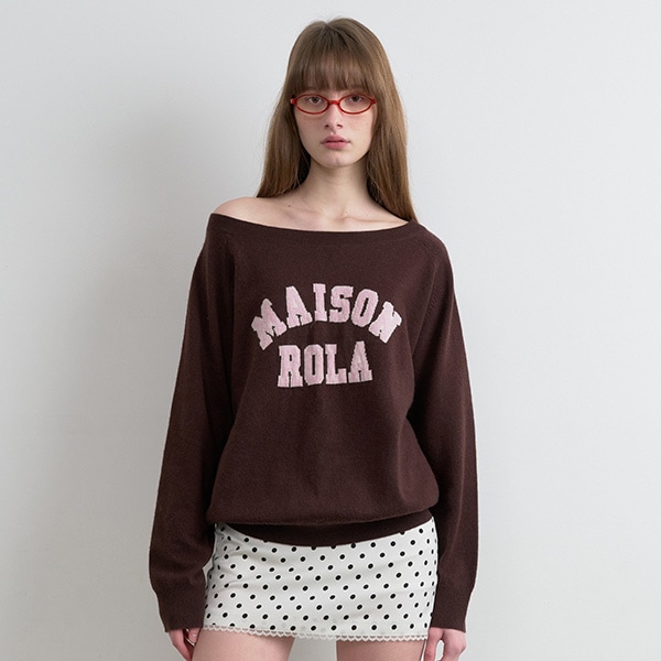 MAISON DE ROLA CAMPUS LOGO KNIT BROWN