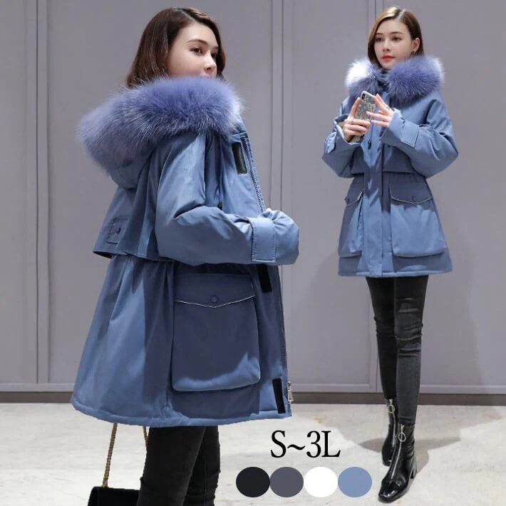 防寒 中綿コート ダウン　コートモッズコート コート レディース ミリタリーコート　中綿ジャケット　中綿モッズコート　ダウンジャケット フード付き ファー付き 　大きいサイズ　温かい　軽量　冬　 M今