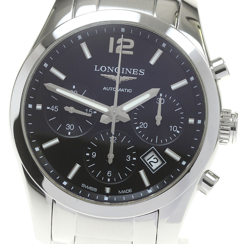 ロンジン LONGINES L2.786.4 コンクエスト クラシック クロノグラフ デイト 自動巻き メンズ 良品 _860950【中古】