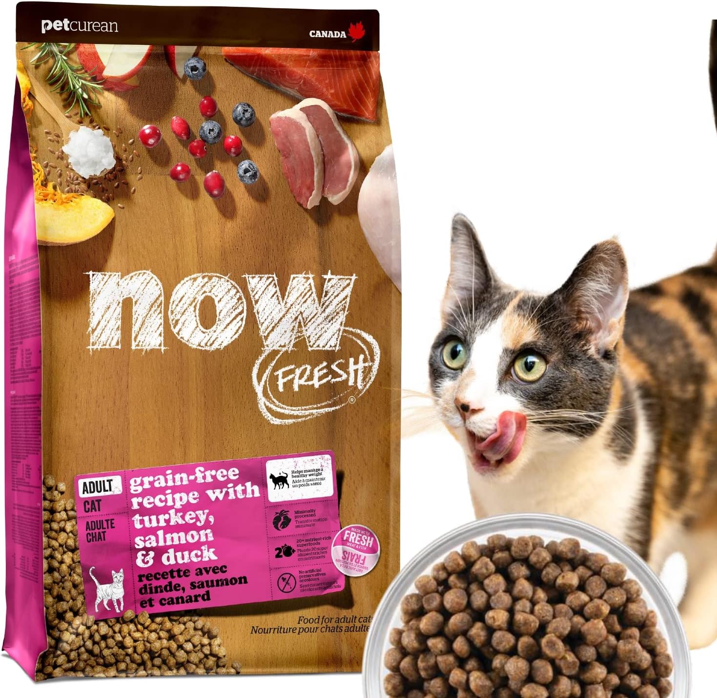 【新鮮な生肉・野菜・フルーツたっぷり!】 ナウフレッシュ 成猫用 丸粒 1.36kg キャットフード (ターキー＆サーモン＆ダック) アダルト グレインフリー ミールフリー NOW FRESH 4,665円