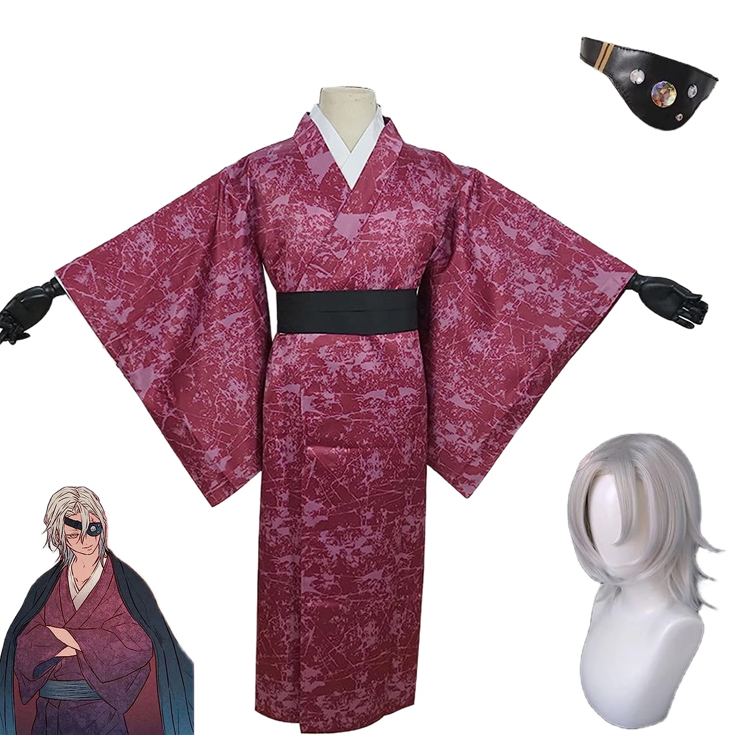 コスプレ衣宇髄天元鬼滅の刃周辺ウィッグ付き目隠し付き鬼殺隊音柱イベントパーティー変演出服クリスマスパーティー