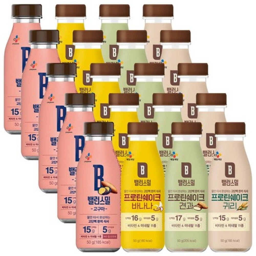 CJ CheilJedangバランスミル一食食事代用穀物シェイクプレミアム線式20ボトル（4味）ボトル線式