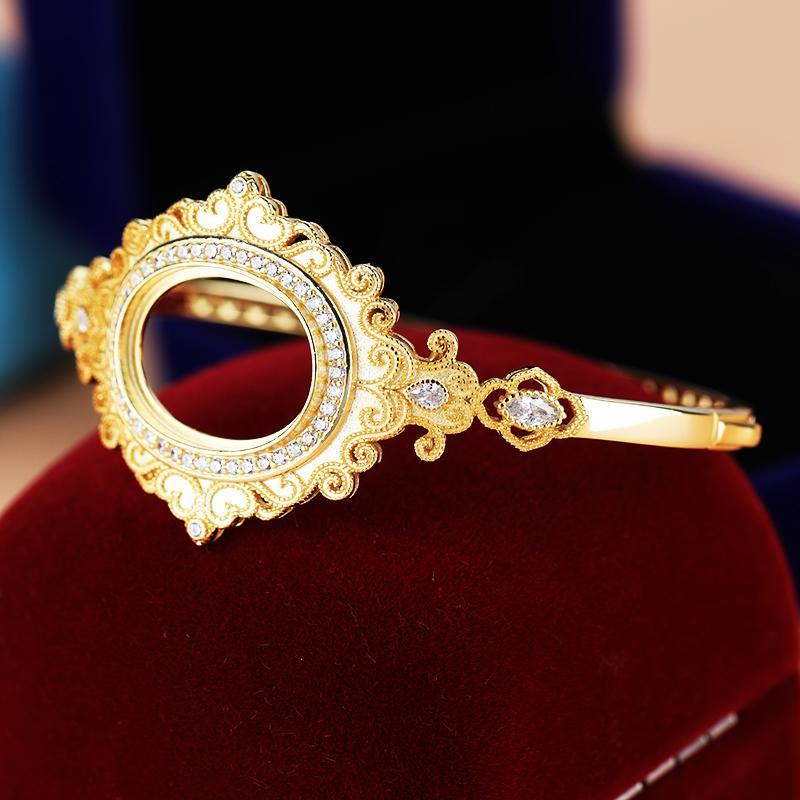 ブレスレット レディース 空枠 シルバー925 ホルダー メッキ 装飾 土台 台座 アクセサリー パーツ ハンドメイド diy おしゃれ ゴールド 15*20mm