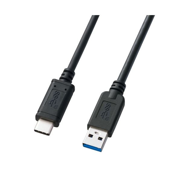 （まとめ） サンワサプライ USB3.1 Gen2 Type C-Aケーブル（ブラック・0.5m） KU31-CA05 (×2セット)