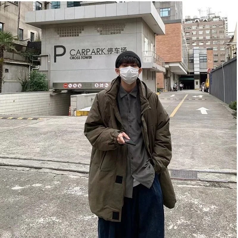 日系新作 ロングコート ジャケット コットンジャケット ダウンコート ファーカラー 偽3件綿厚手ウォーム メンズ カップル ゆったり百掛快適け韓国ファッション ポリエステル