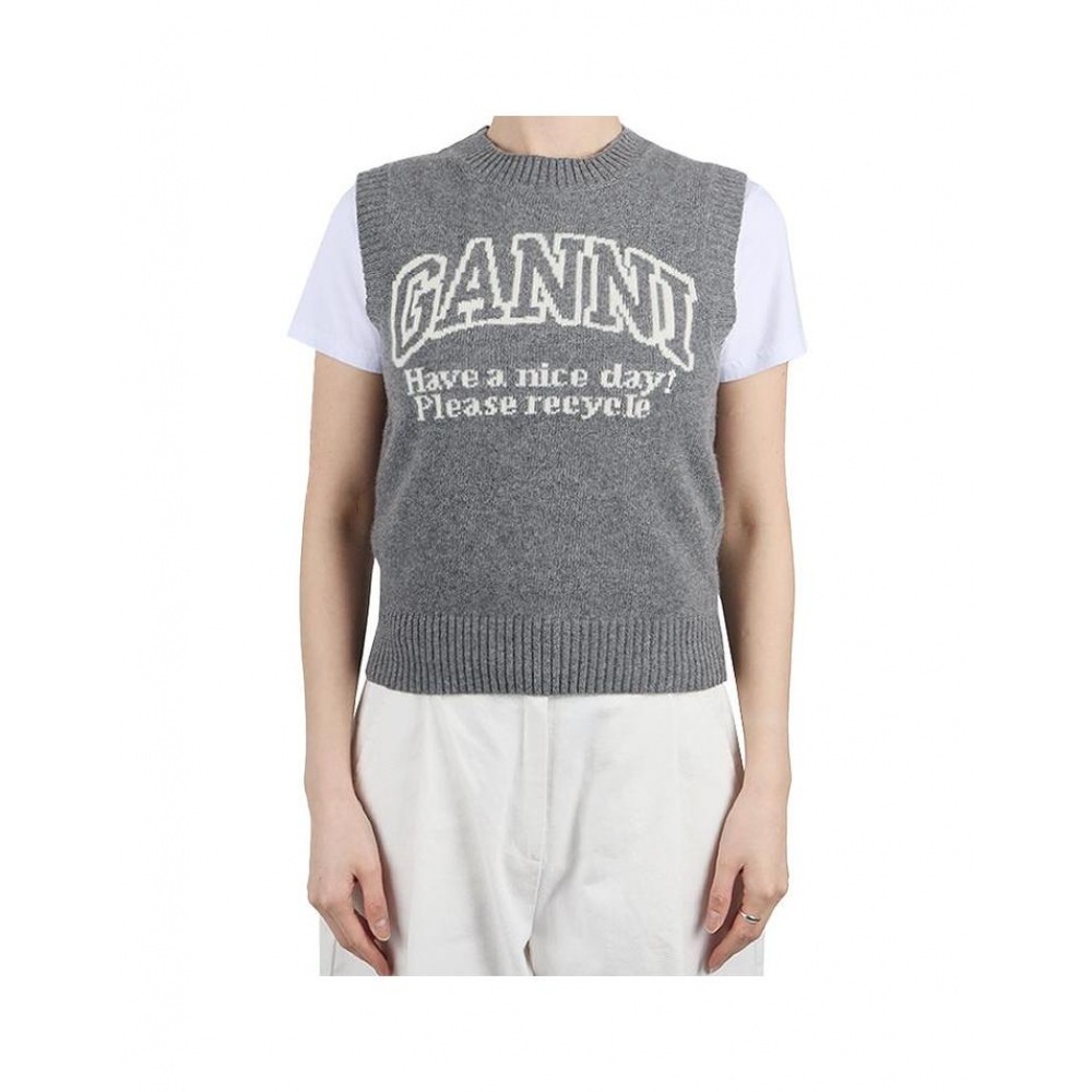 ガニー 25SS 女性グラフィックウールベスト フロストグレー K2308 523
