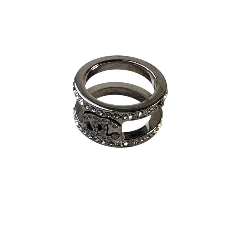 【最終処分SALE】CHANEL シャネル ココマーク ストーン リング シルバー A-8913