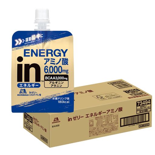 inゼリー エネルギーアミノ酸 (180g×36個) 栄養ドリンク味 BCAA3,000mg アルギニン1,500mg アラニン1,500mg 森永製菓 国産