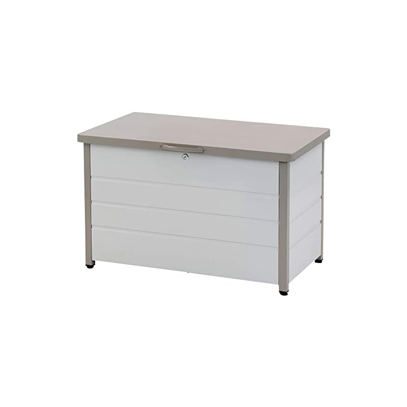 【即納】[山善] ベンチストッカー スチール製 幅85奥行49高さ52cm 天板耐荷重:100kg 収納ベンチ 物置 屋外 玄関 ベランダ 縁台 収納庫 MS2-800 グレー