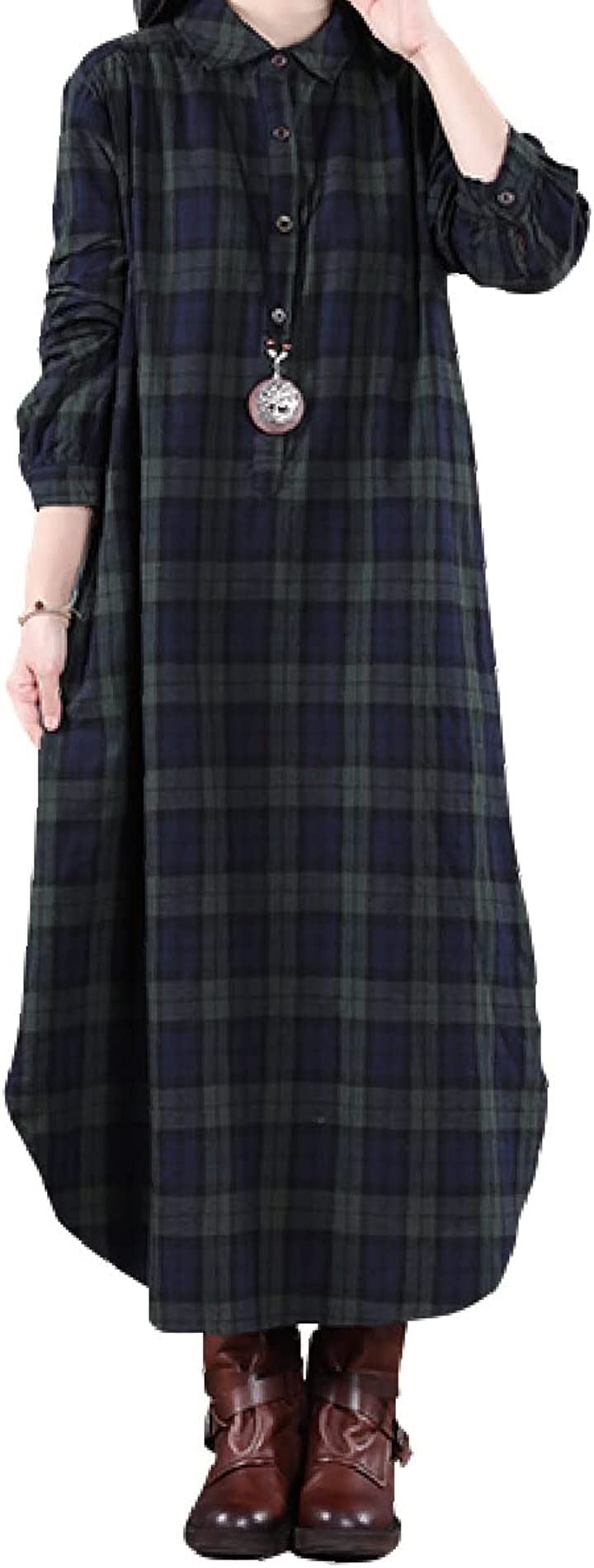 ロングワンピース レディース シャツワンピ ゆったり オーバーサイズ カジュアル( グリーン, XL)